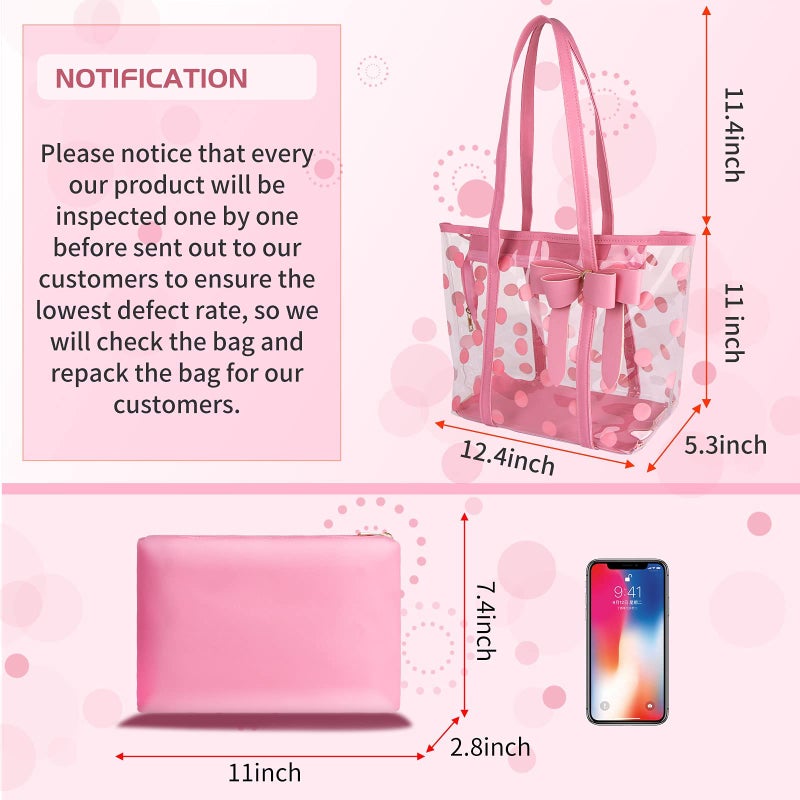 PG6 FF1 Women Waterproof Clear Tote Shoulder Bag Handbag Beach Shopping Work Bag - Image 2
